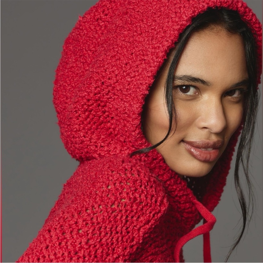 BOGO! Anthropologie Pilcro Sailcloth Oversized Hooded Sweater Red Size Medium - Picture 9 of 9